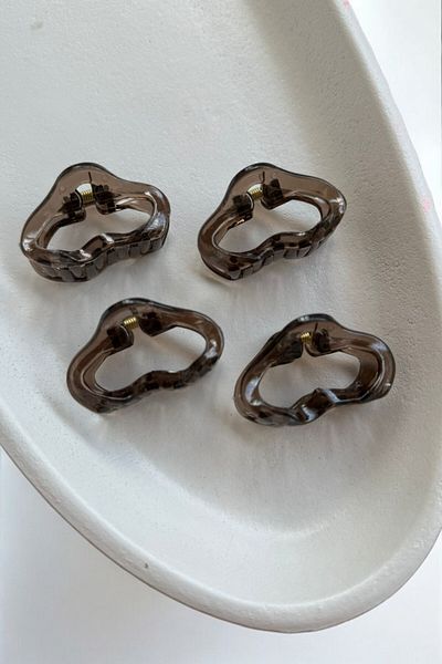 MUTENA 4 Pieces Tiny 4 cm Coffee Color Latch Clasp - Women's Hair Clip with Oval Clamps
