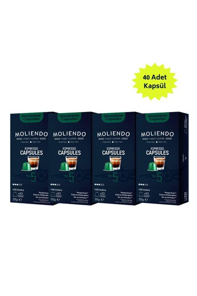 Moliendo Finest Coffee Alüminyum Kapsül Kahve No:5 Avantaj Paketi (40 Adet Ne...