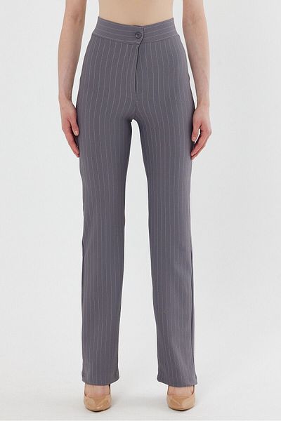 macharel jeans Women's Gray Striped High Waist Slim-fit Flare Leg Palazzo Pants