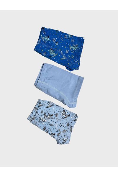elmas kids Set de boxeri din bumbac cu model astronaut albastru pentru băiat