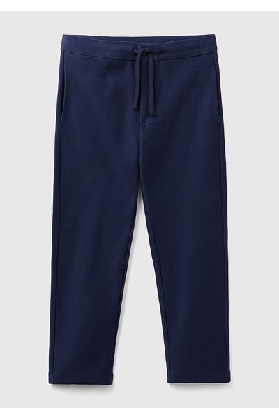 United Colors of Benetton Φούτερ Navy Blue Boy's - Τυπωμένο λογότυπο και κορδόνι στη μέση