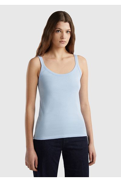 United Colors of Benetton Women's Light Blue 100% Cotton Basic Undershirt