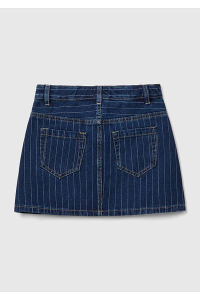 United Colors of Benetton Fata - Fusta mini cu dungi verticale din denim inchis