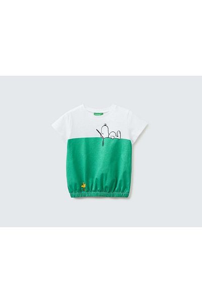 United Colors of Benetton Dziewczęca koszulka z nadrukiem Snoopy w blokach kolorów