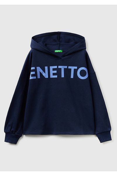 United Colors of Benetton Тъмносин суитшърт за момиче - щамповано лого