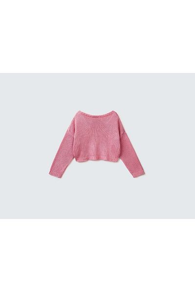 United Colors of Benetton Dziewczęcy sweter z dzianiny akrylowej typu crop