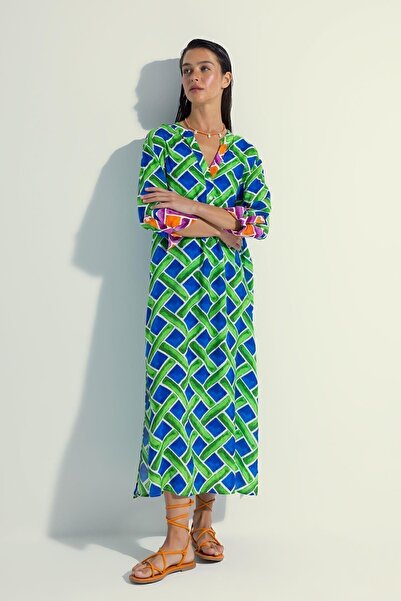 DeFacto Istanbul X Patterned Long Sleeve Breathable Beach Dress - Y1884az23hs