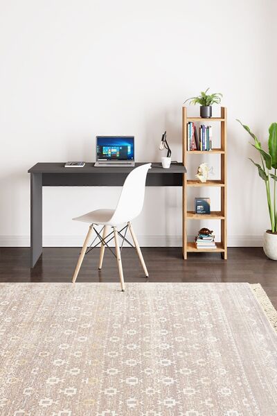 interGO Kitaplıklı Fonksiyonel Çalışma Masası - Antrasit Gri - Atlantik Çam