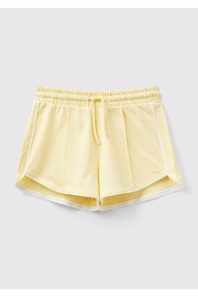 United Colors of Benetton Kız Çocuk Sarı Önü Logo İşlemeli Kontrast Şerit Det...