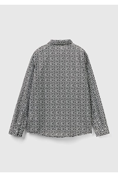 United Colors of Benetton Синьо-біла 100% бавовняна сорочка з візерунком для жінок