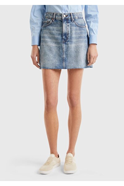 United Colors of Benetton Синя дамска мини дънкова пола - 100% памук, без шев...