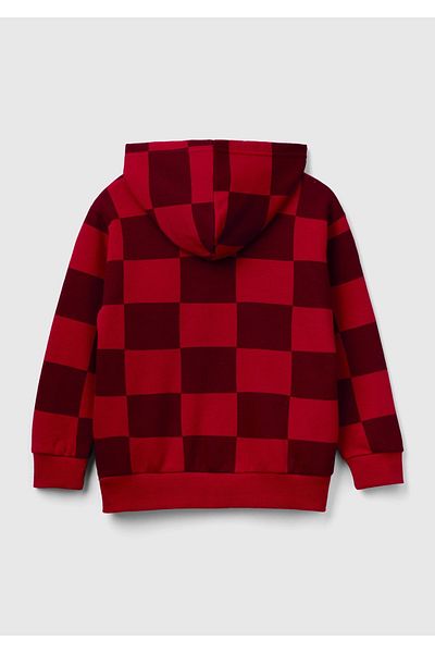 United Colors of Benetton Boy's Black Mix Checkerboard Patterned Sweatshirt Claret Red
