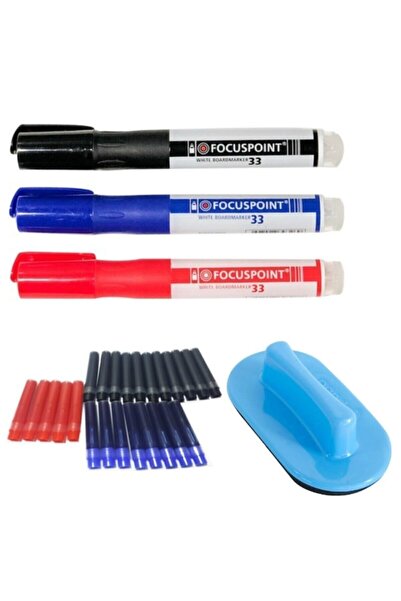 Kırtasiye Market Tahta Kalemi Seti 3 Renk Kartuşlu Tahta Kalemi 24 Adet Kartu...