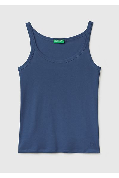 United Colors of Benetton Women's Navy Blue 100% Cotton Basic Tank Top