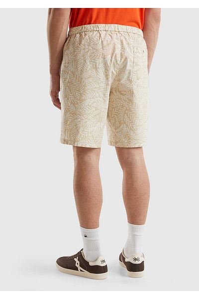 United Colors of Benetton Ανδρικό Cream Mix - Stretch σορτς τσέπης με μοτίβο από βαμβάκι