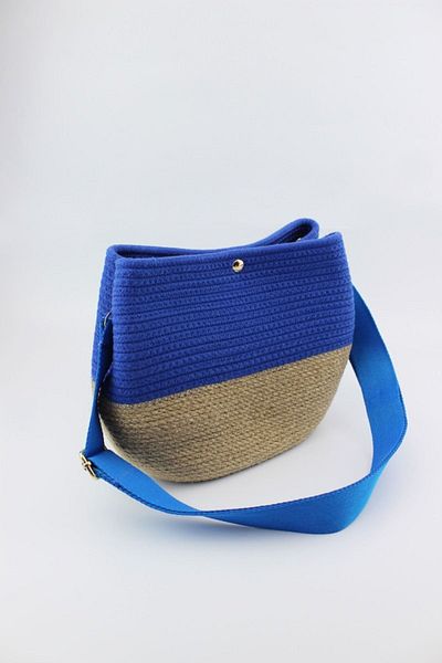 İLKYAZ Geantă de umăr pentru femei Saks Wicker cu închidere cu apăsare 26x21x11 Cm