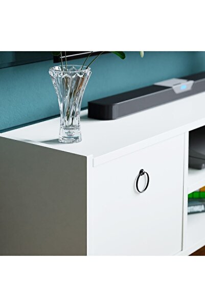 interGO Tv Sehpası Kapaklı Raflı Tv Ünitesi Televizyon Sehpası - Beyaz