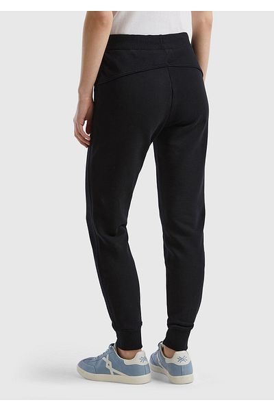 United Colors of Benetton Pantaloni de sport Jogger negri - 100% bumbac, buzunare și talie adunată