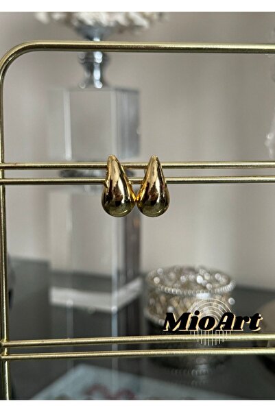 MioArt Kadın Gold Trend Damla Küçük Mini 2 Cm Küpe