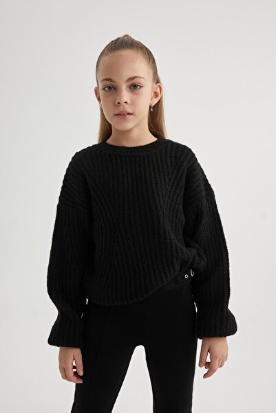 DeFacto Girl's Crew Neck Basic Plain Knitwear Sweater A6014A823Wn