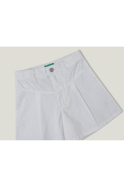 United Colors of Benetton Weiße Bermudashorts aus Popeline mit verstellbarer Taille für Mädchen Weiß