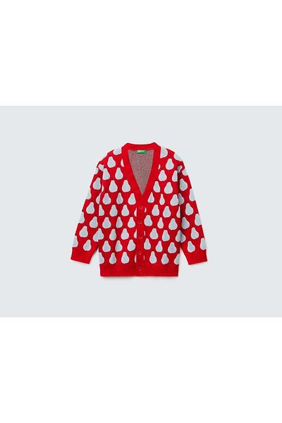 United Colors of Benetton Boy's Mix Fruit Patterned Knitwear Cardigan