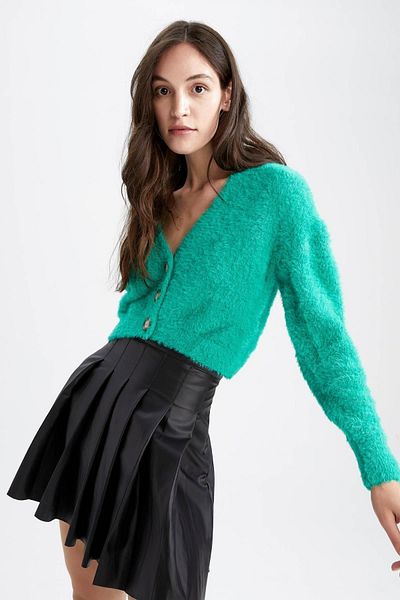 DeFacto V-Neck Regular Fit Cardigan - R1337Az22Au