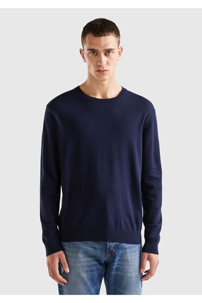 United Colors of Benetton Pulover de bază pentru bărbați - bleumarin, amestec...