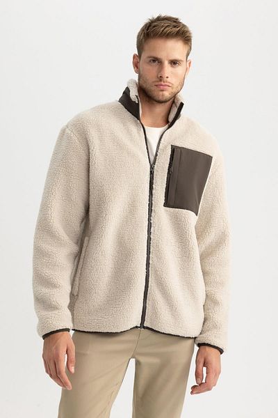 DeFacto Unisex plyšový kabát s límečkem na zip - A5365Ax23Wn