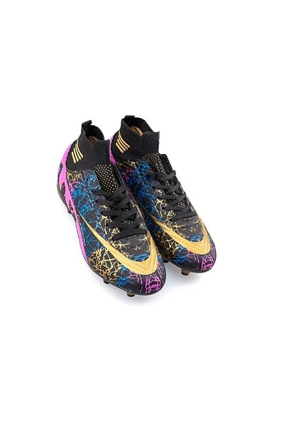 KAOF SHOES Men's Black Air Zoom Football Boots - Children's Football Boots with Socks, Bracelets, Astroturf and Football Shoes