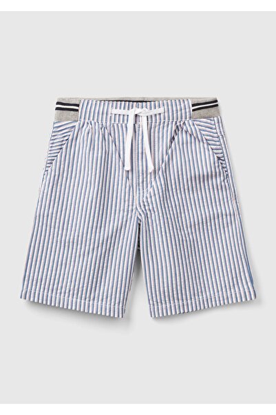 United Colors of Benetton Erkek Çocuk Beyaz Mix Arkası Logo İşlemeli Çizgili ...