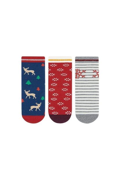 SEMOOR 3'lü Kaydırmaz Tabanlı Havlu Kız Çocuk Çorabı