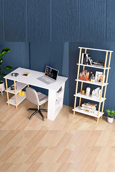 interGO Raflı Çalışma Masası ve Beş Raflı Kitaplık