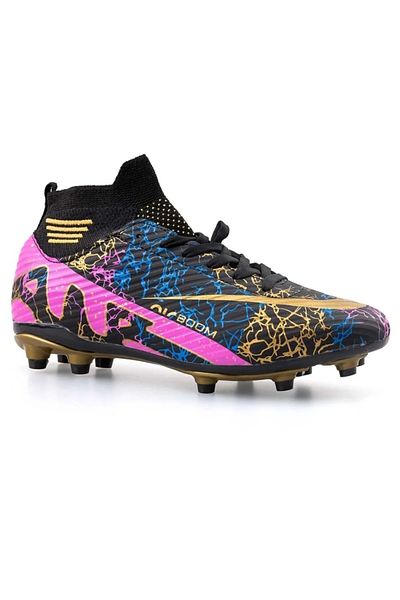 KAOF SHOES Men's Black Air Zoom Football Boots - Children's Football Boots with Socks, Bracelets, Astroturf and Football Shoes