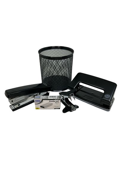 Mas Office Set - Staple Machine - Puncher - Staple Wire - Wire Remover - Pen Holder