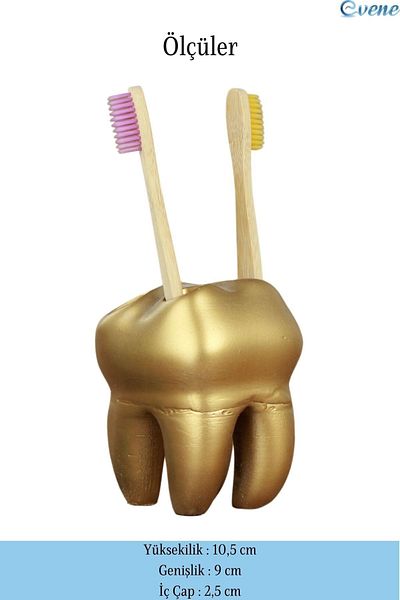 Evene Gold Colored Toothbrush Holder - Countertop Model 5
