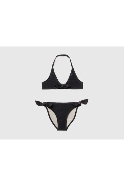 United Colors of Benetton Set bikini negru Lurex Halter pentru fete