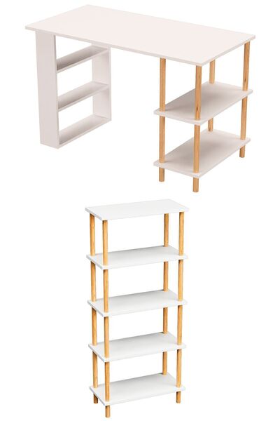 interGO Raflı Çalışma Masası ve Beş Raflı Kitaplık