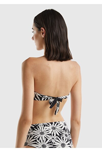 United Colors of Benetton Μπλουζάκι μπικίνι στράπλες με λευκό σχέδιο - γραβάτα στην πλάτη