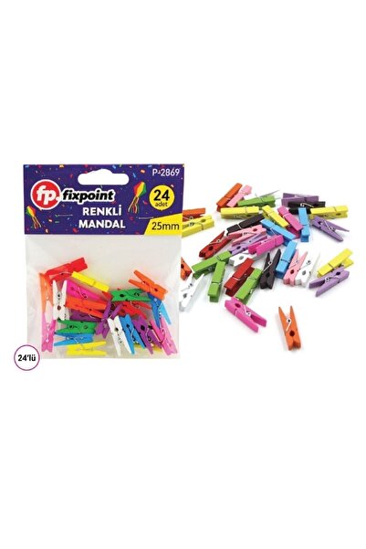 FixPoint Ahşap Mandal Renkli 25mm 24 Adet