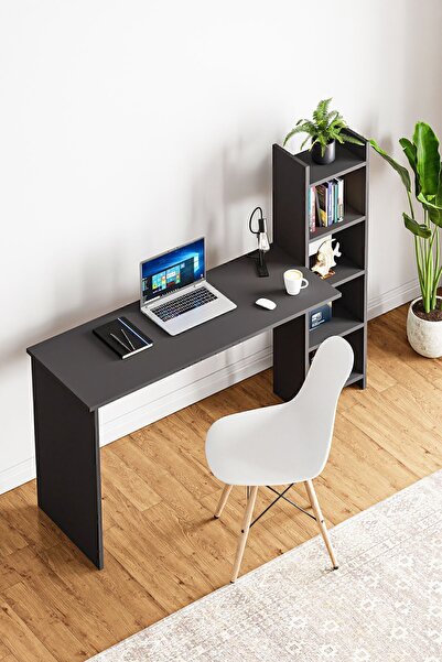 interGO Kitaplıklı Fonksiyonel Çalışma Masası - Antrasit Gri