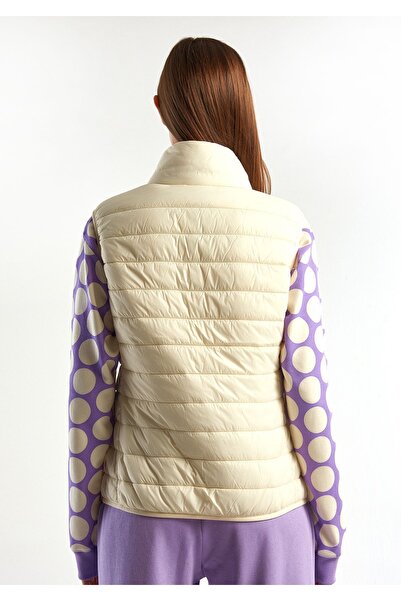 United Colors of Benetton Women's Cream Colored Recycled Polyester Padded Pufa Vest