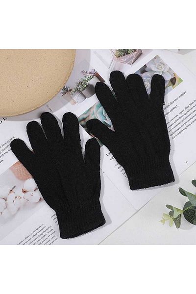 Gürhan Çorap Winter Black Thermal Gloves - Medium Thick and Knit Quality Luxury