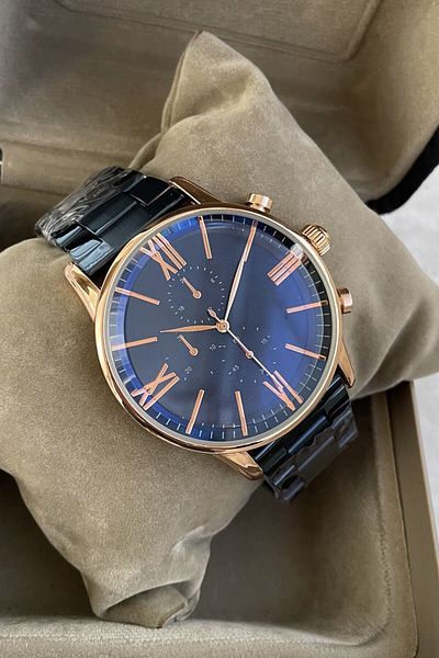 Leerybee Navy Blue Rose Gold Color Unisex Premium Wristwatch