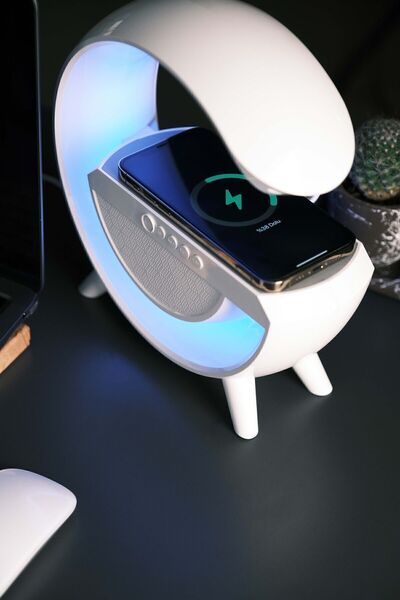 Zulateknoloji G Bluetooth Hoparlör Kablosuz Şarj Özellikli Masa Lambası Speak...