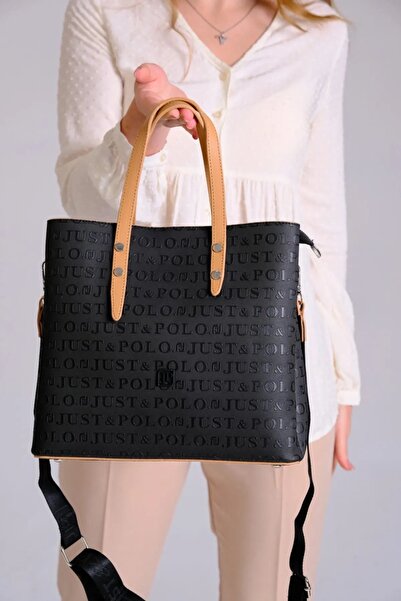 Just Polo حقيبة كتف نسائية بطبعة مونوغرام