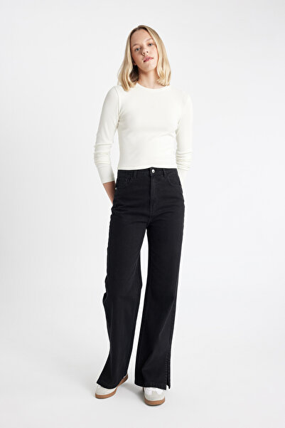 DeFacto 90S Wide Leg Jeans Trousers with High Waist Slits