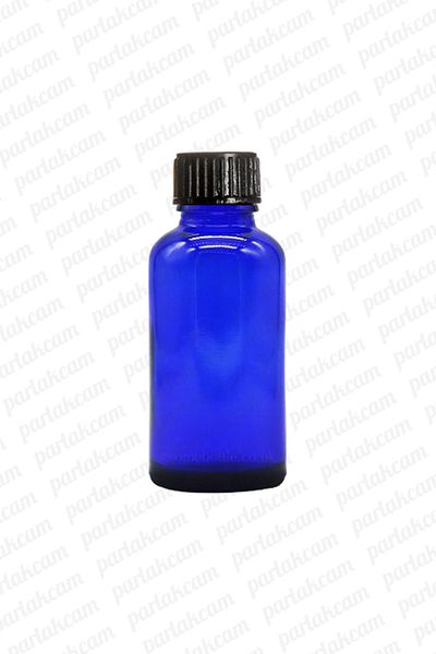 parlakcam Essence Etc. Cologne Bottle - Blue and Black 30ml Glass Bottle, 6 Units
