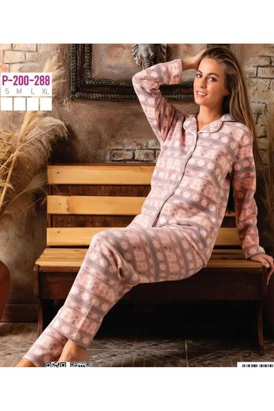 pijamakeyfi Kışlık Polar Düğmeli Pijama Takımı