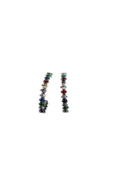 petrimor Steel Colored Jewelled Hoop Earrings